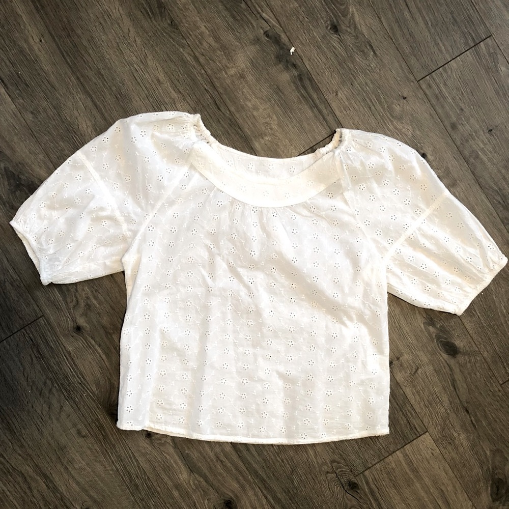 New York & Company: white flowered blouse